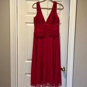 Red Midi Cocktail Dress
